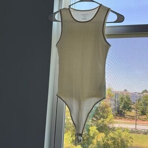 American Eagle Outfitters Cream Ribbed  Bodysuit